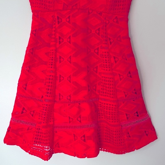 Adelyn Rae Lace Crochet Fit & Flare Dress - Red - Picture 4 of 12